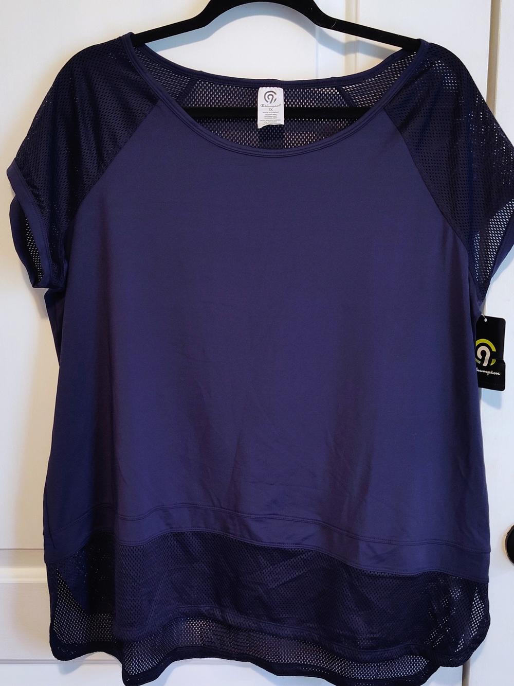 Champion Navy Short Sleeve Mesh Athletic Tee